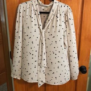 White and black polka dot top